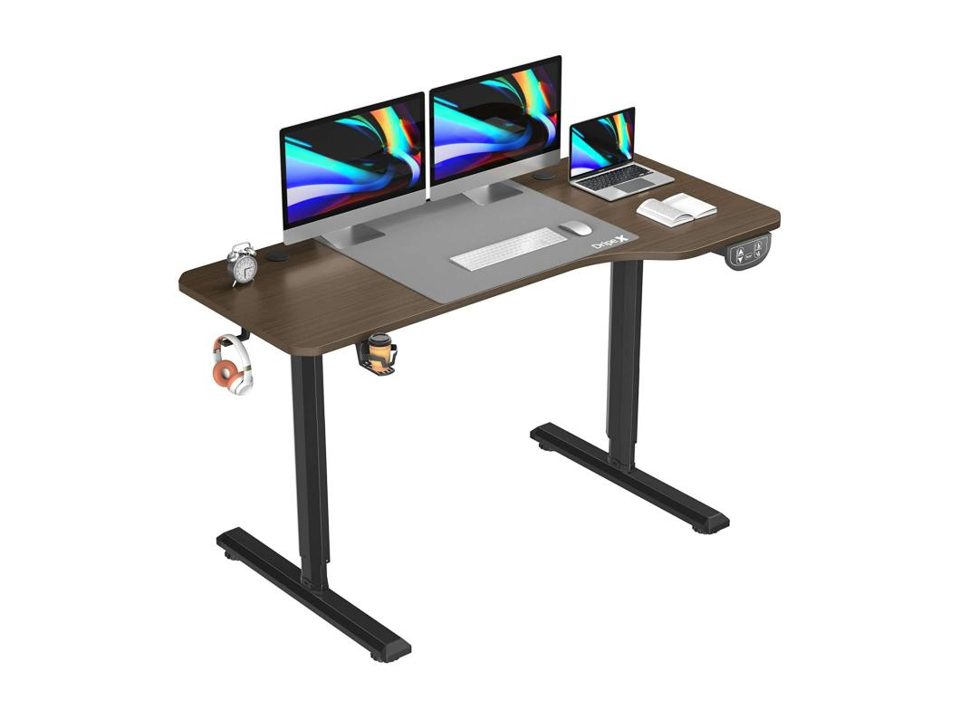 Office elétrico, 160x75cm, escritório motorizado ergonômico, com controle de memória, tapete de mouse, nogueira+preto