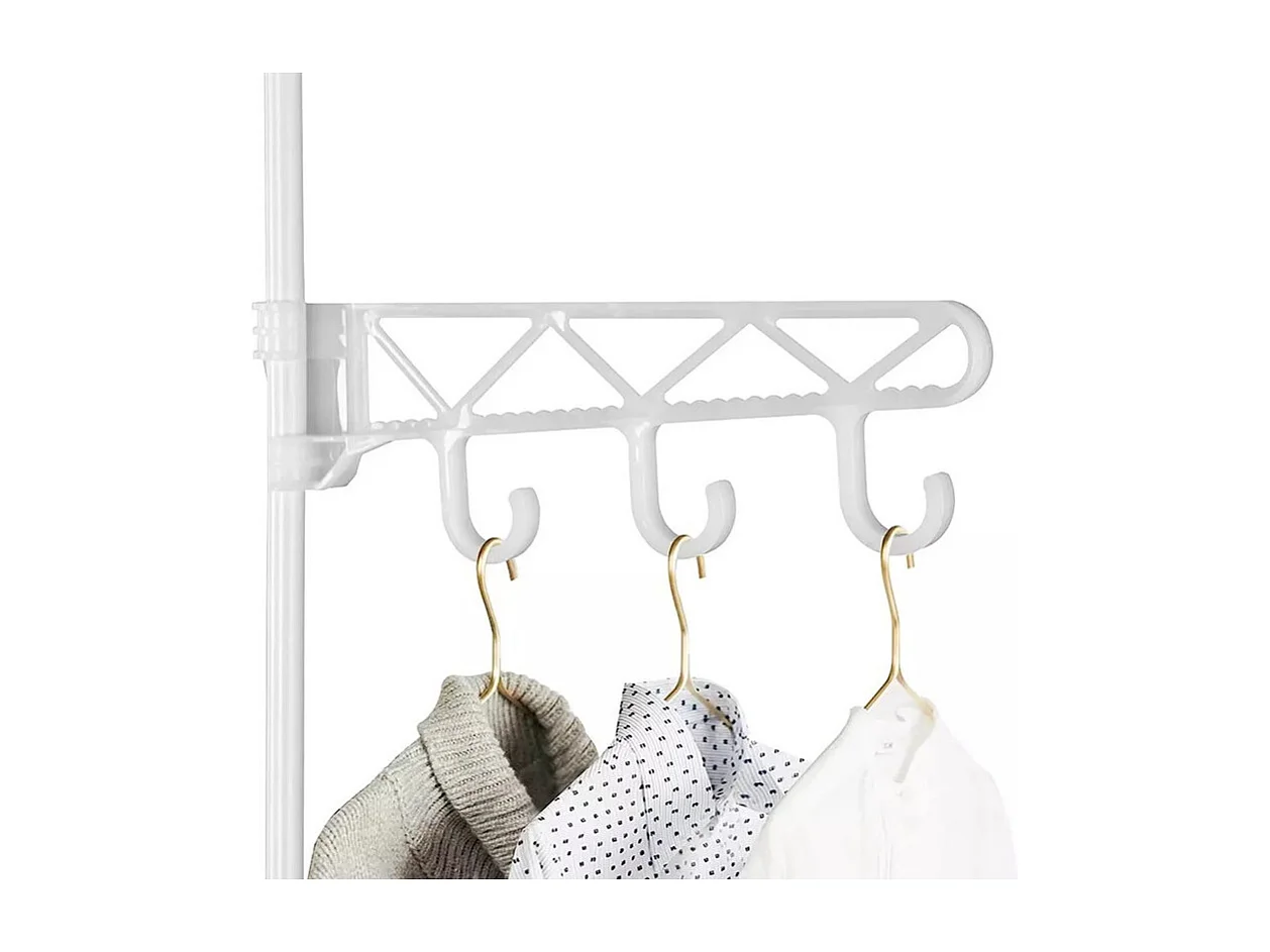 Porte Manteau à Double Tringles Moderne avec Crochets,Portant,Vêtements Penderie,Vestiaire 108x36x170cm - Blanc