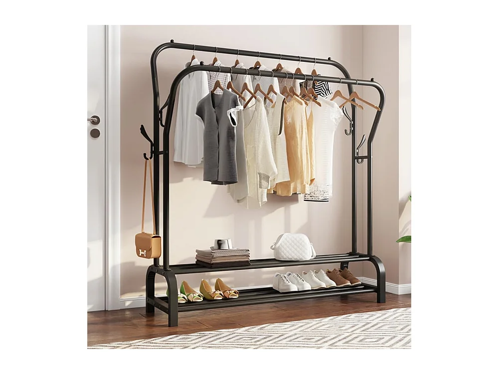 Double Coast Menteau mit Schuhregal 4 Haken, 110x35x146cm-schwarz