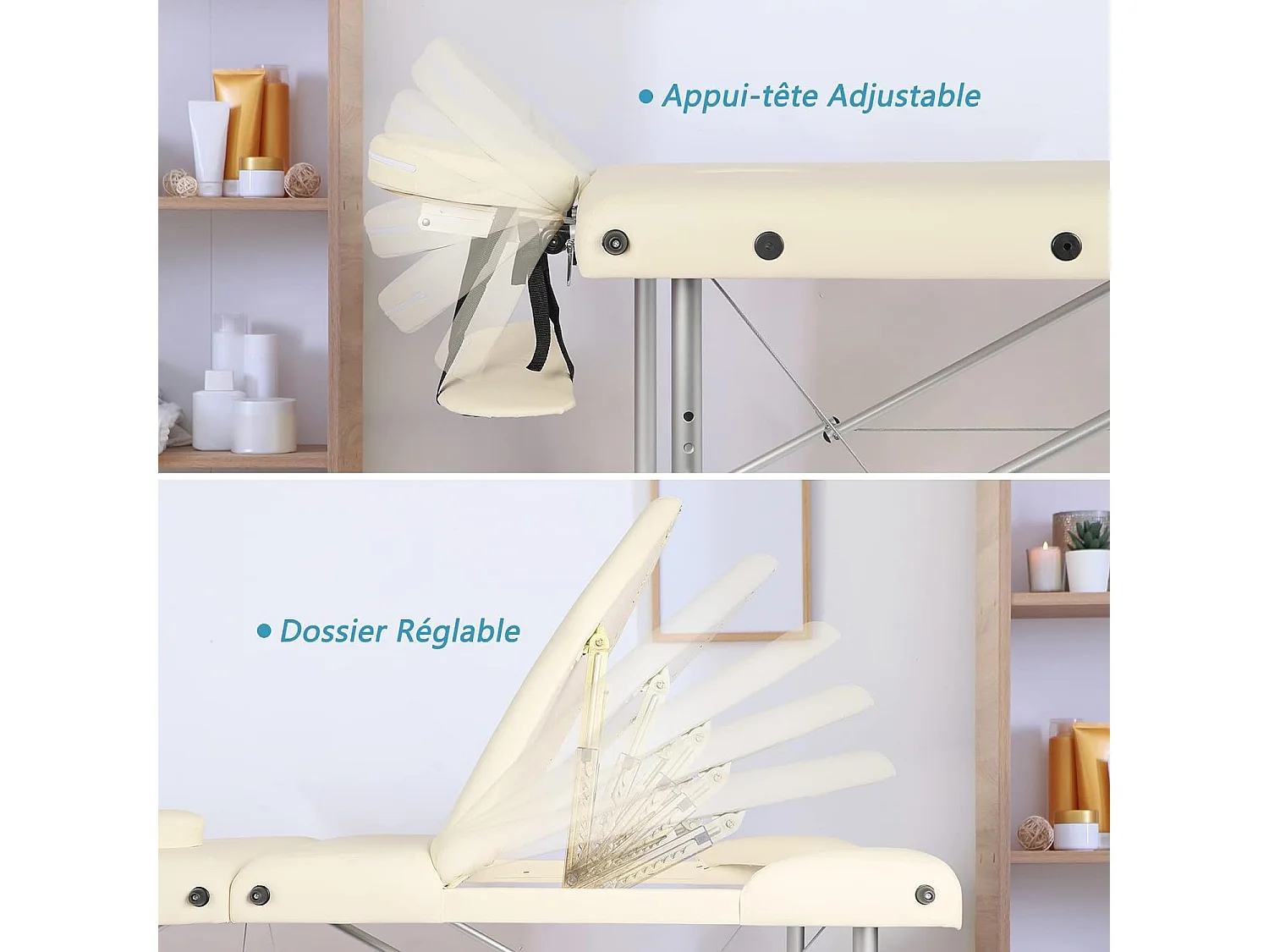 Massagetafel Vouwbank Aluminium 3 Zones Professioneel Esthetisch Cosmetisch Bed In Hoogte Verstelbaar Met Draagtas - Beige