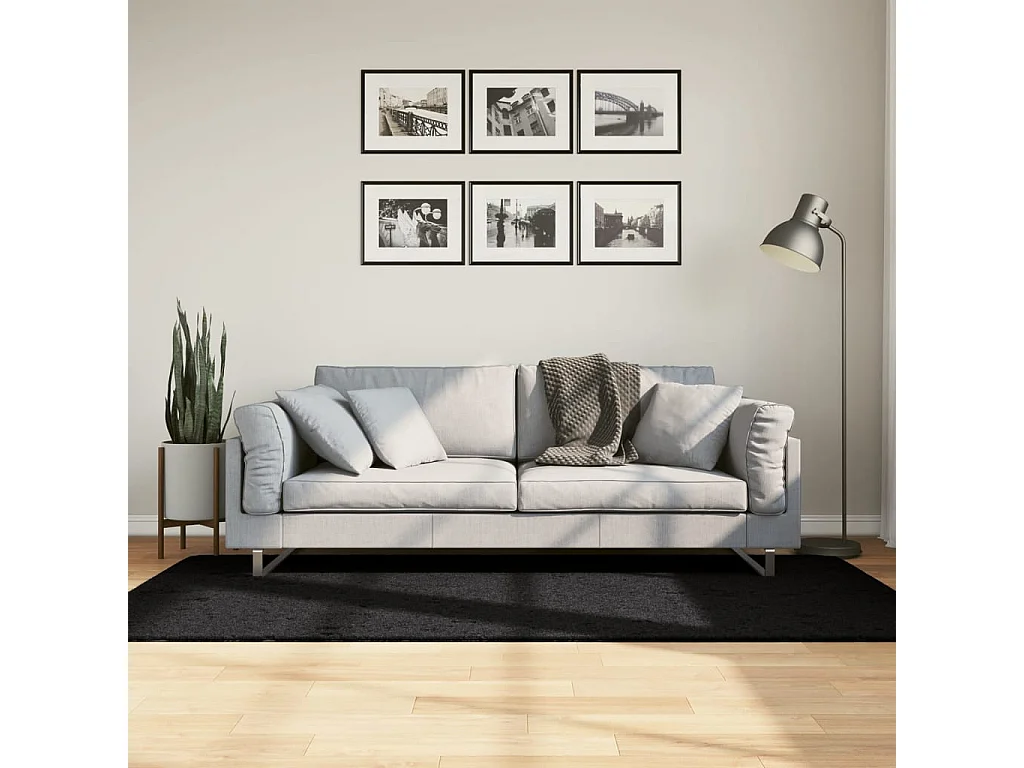 Sinto  Vloerkleed OVIEDO laagpolig 100x200 cm zwart