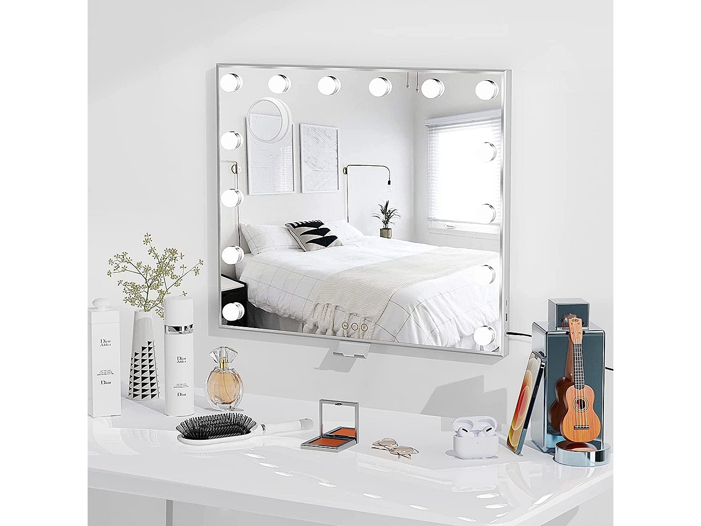 Specchio Da Trucco Grande COOLJEEN - 80 X 60 Cm - Rettangolare, Moderno, Con Telaio In Ferro Nero E Filo Per Sospensione - 5