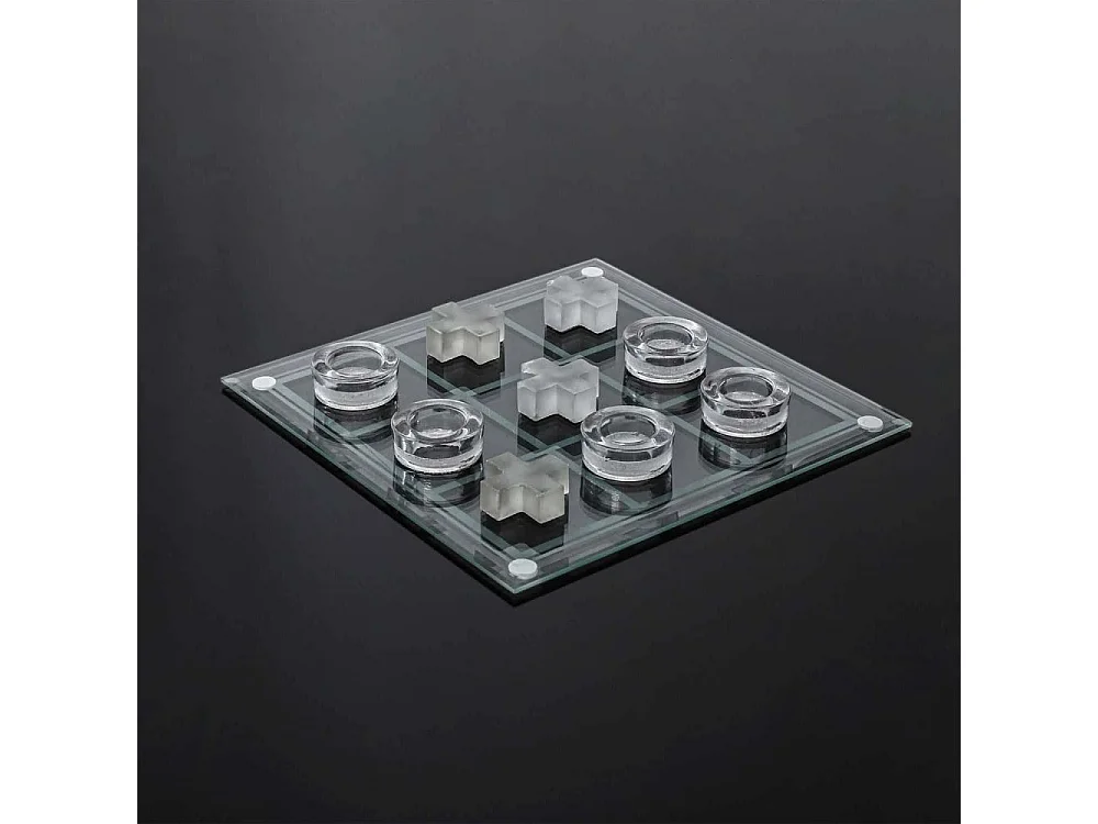 Jeu Du Tic Tac Toe En Verre Blanc, Noir
