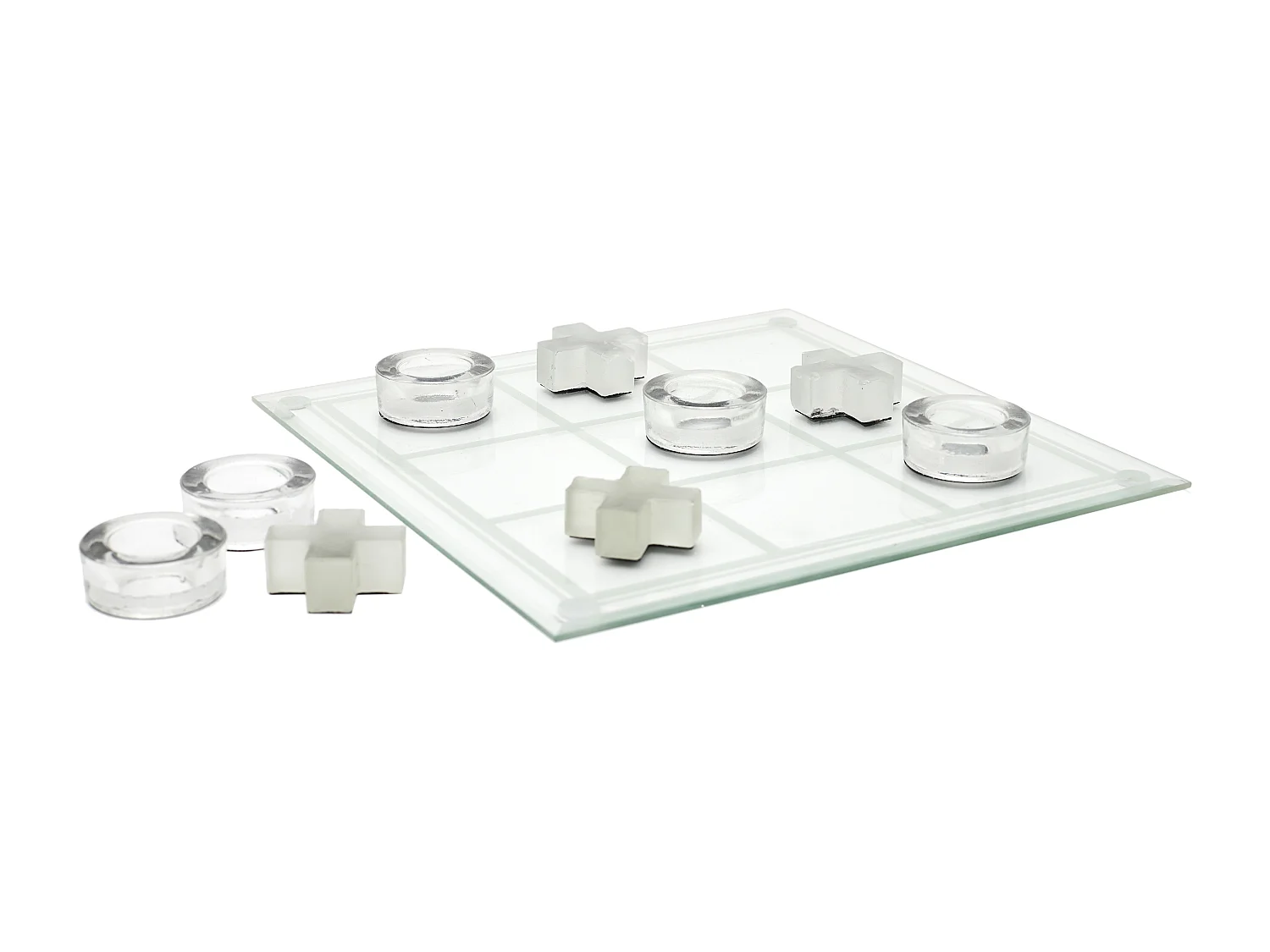 Jeu Du Tic Tac Toe En Verre Blanc, Noir