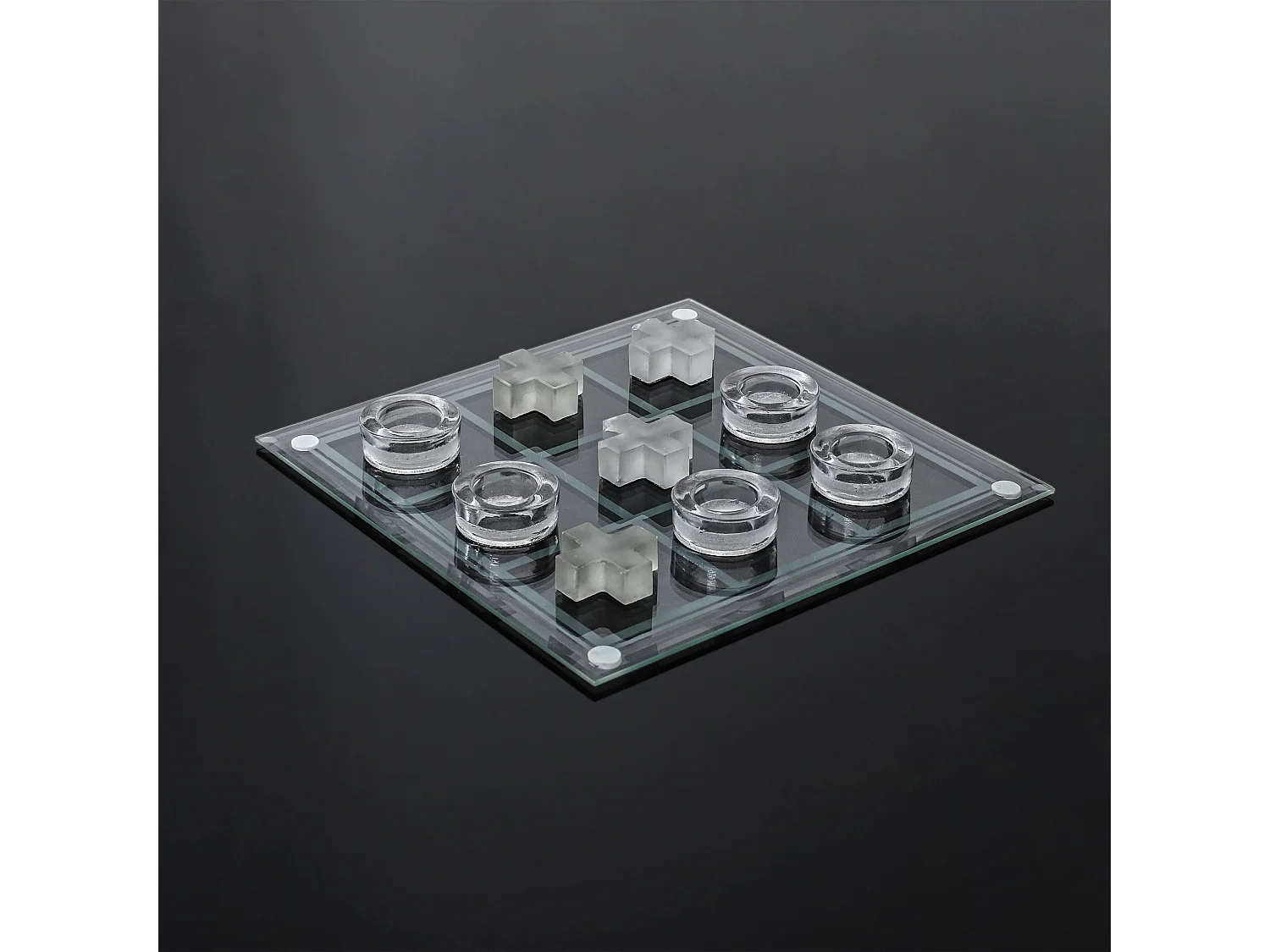 Jeu Du Tic Tac Toe En Verre Blanc, Noir