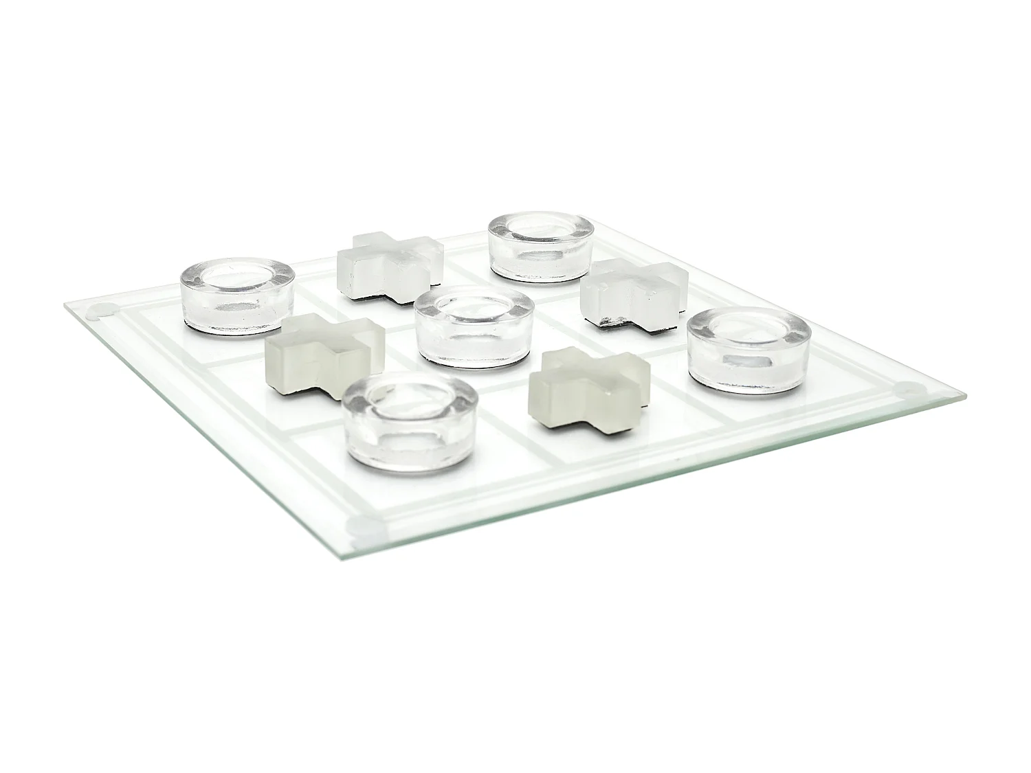 Jeu Du Tic Tac Toe En Verre Blanc, Noir