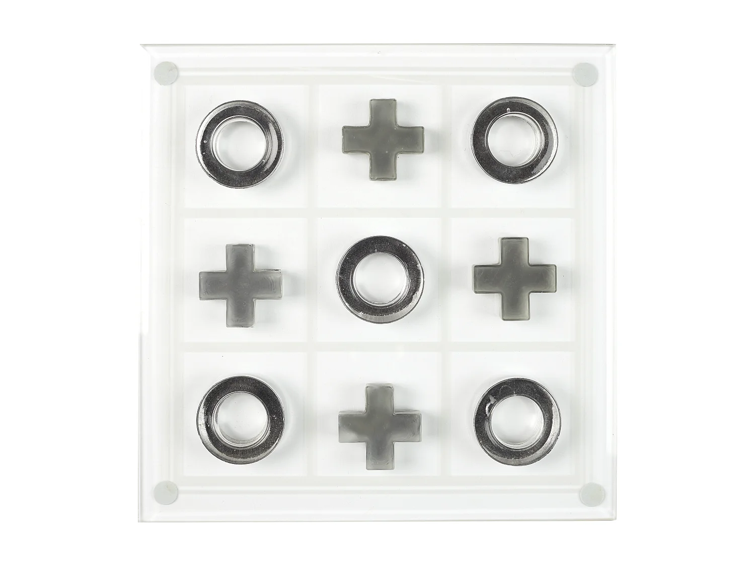 Jeu Du Tic Tac Toe En Verre Blanc, Noir