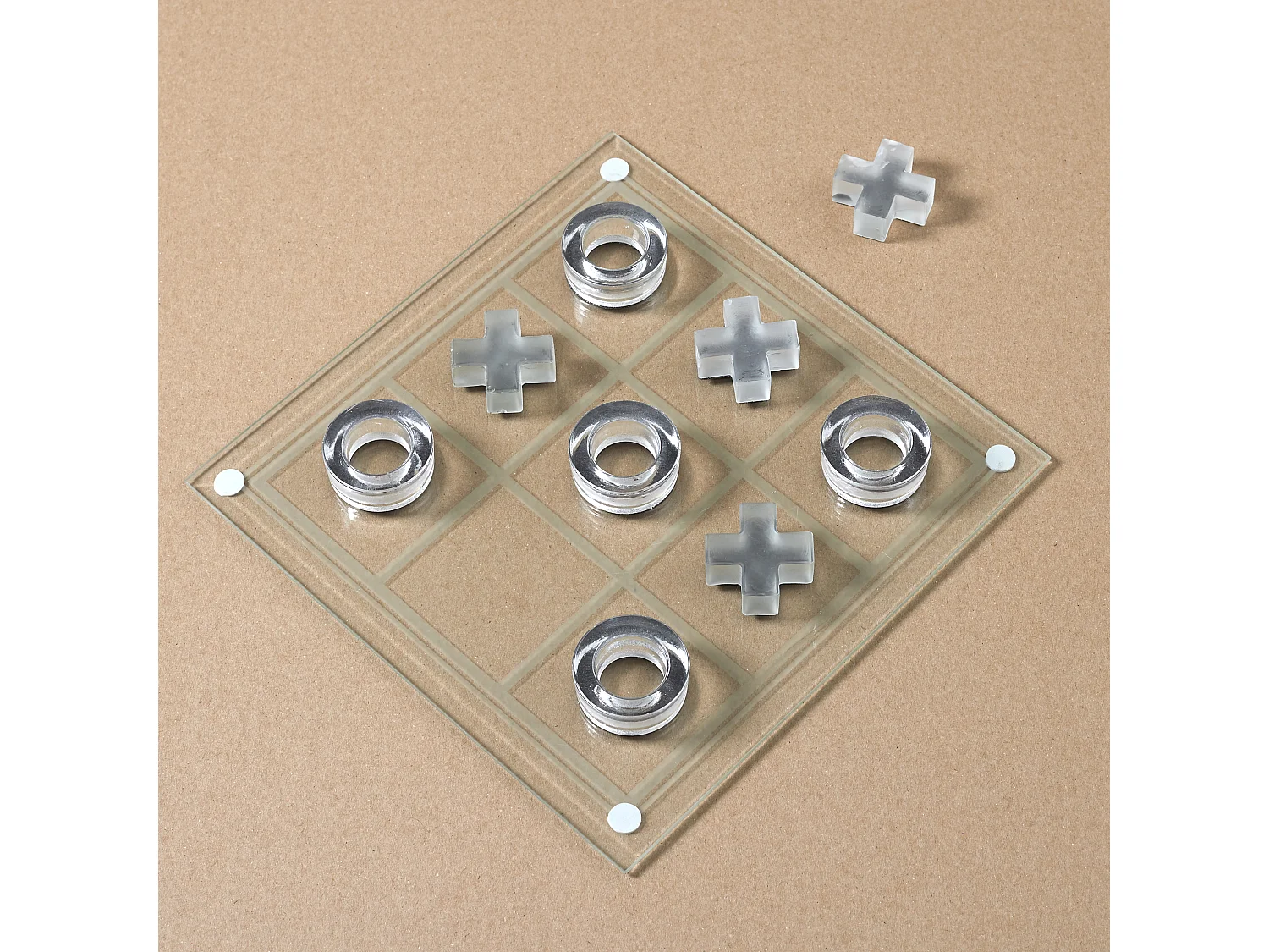 Jeu Du Tic Tac Toe En Verre Blanc, Noir