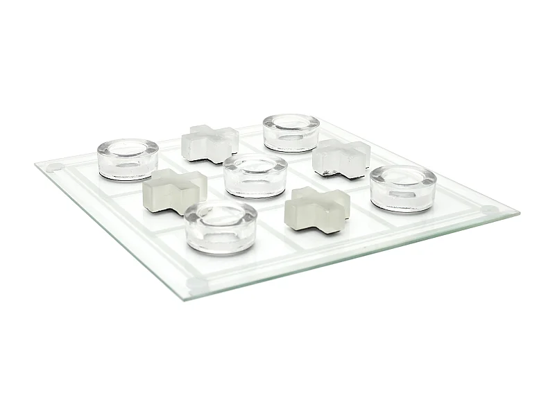 Jeu Du Tic Tac Toe En Verre Blanc, Noir