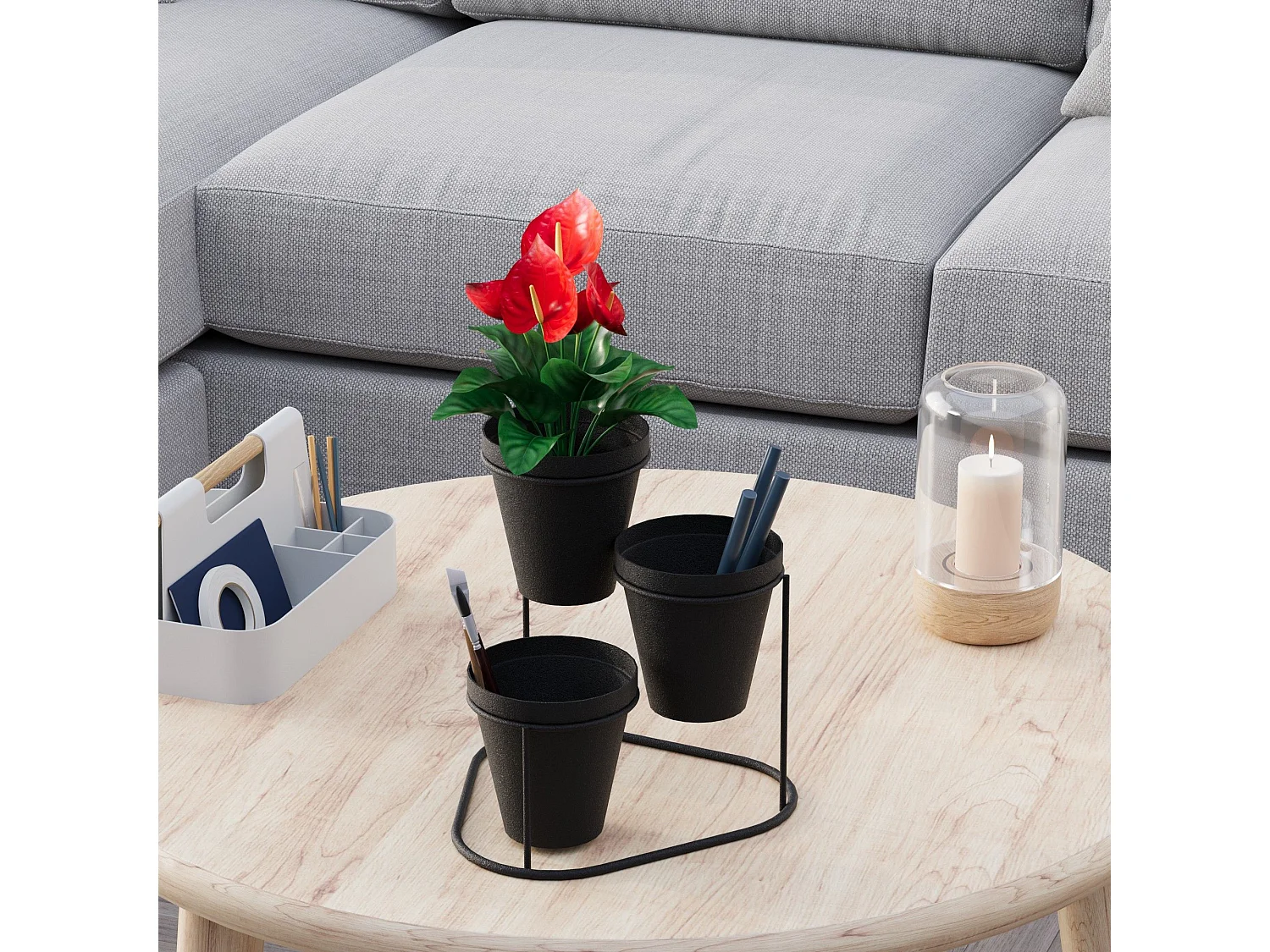 Porte pot Avilan L19xH20cm Métal Noir