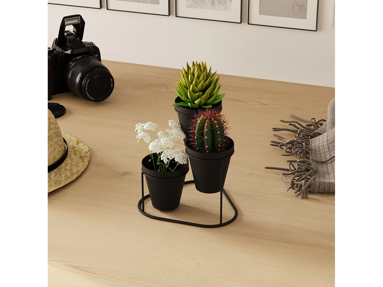 Porte pot Avilan L19xH20cm Métal Noir