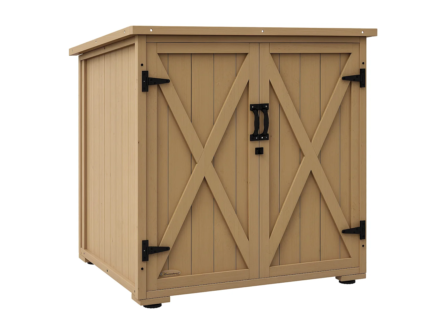 Armoire de jardin 2 portes croisillons étagère toit bitumé bois sapin pré-huilé