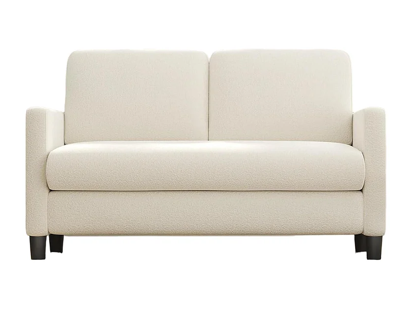 2 -Seater Comfort Sofa in teddy fluweel beige, met diepe stoel van 55 cm en armleuningen - 128x78x89cm
