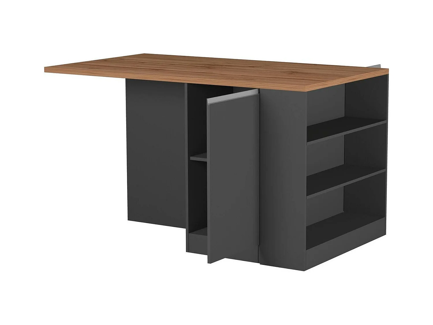 ÃŽlot de cuisine Dcannaval, Armoire polyvalente, Meuble de kitchenette, Table auxiliaire, 100% Made in Italy, 160x90h90 cm, Anthracite et Chêne