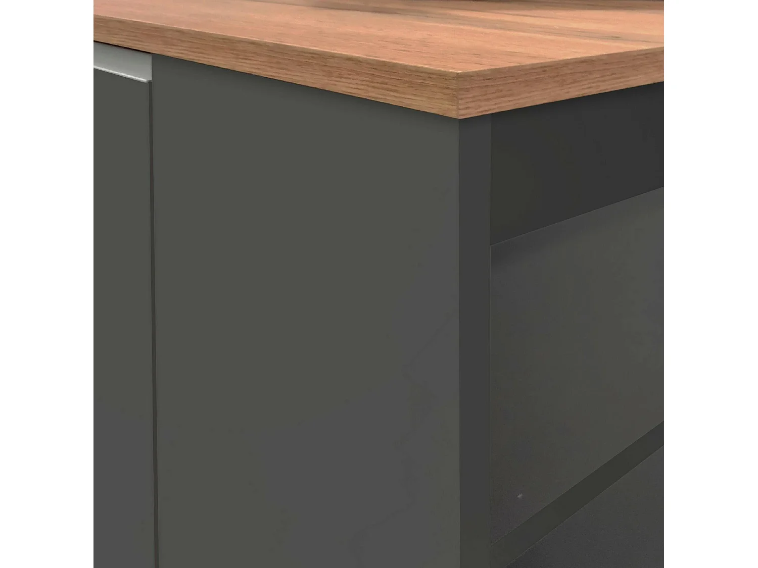 Dcannaval keukeneiland, Multifunctionele kledingkast, Keukenmeubel, Bijzettafel, 100% Made in Italy, 160x90h90 cm, Antraciet en Eiken