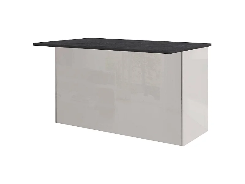 Dmora - Isola da cucina Tartaro, 155x90h90 cm, Bianco lucido e Ardesia