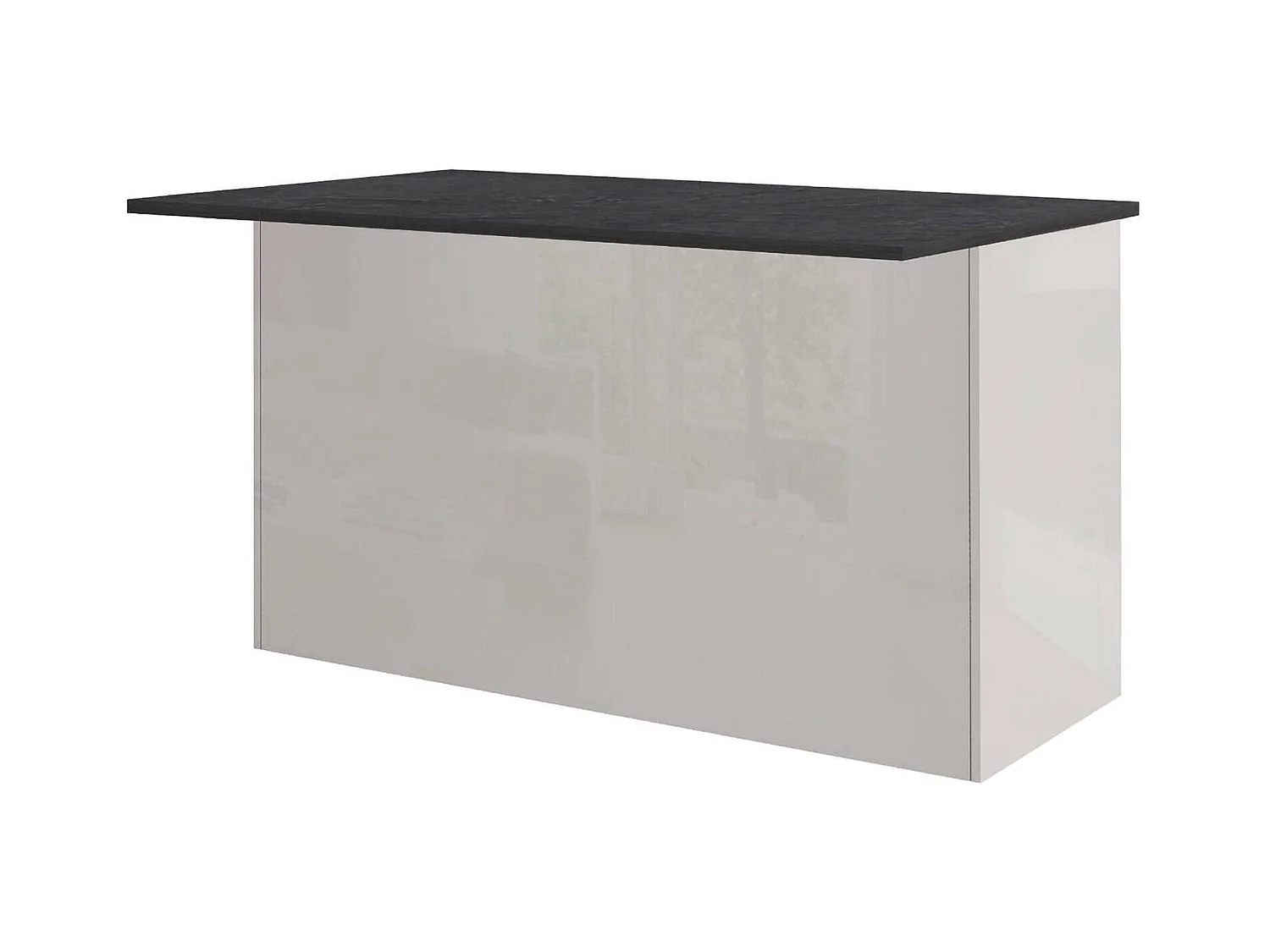 ÃŽlot de cuisine Dcarnelo, Armoire polyvalente, Meuble de kitchenette, Table auxiliaire, 100% Made in Italy, 155x90h90 cm, Blanc brillant et ardoise