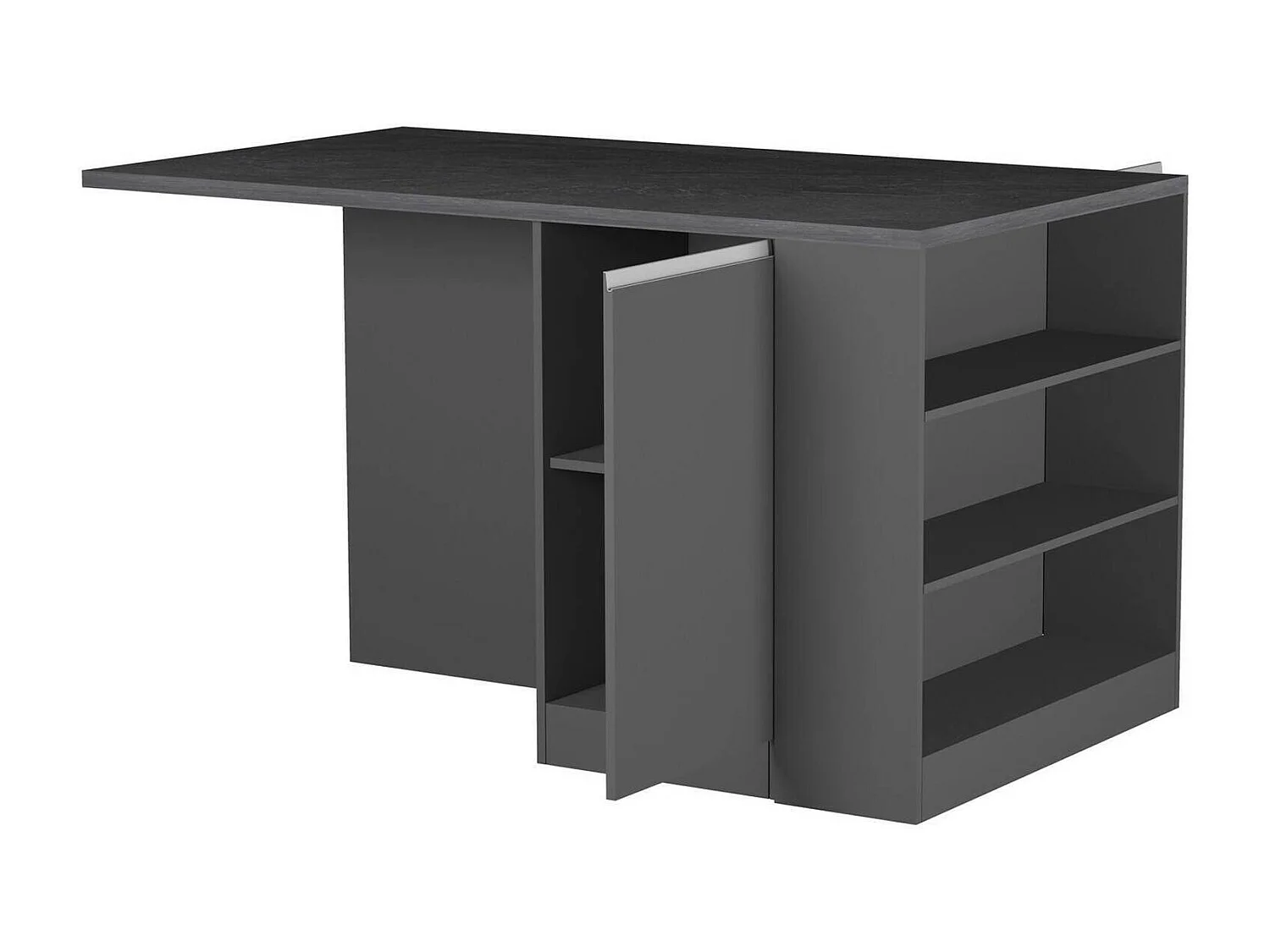 ÃŽlot de cuisine Dcannaval, Armoire polyvalente, Meuble de kitchenette, Table auxiliaire, 100% Made in Italy, 160x90h90 cm, Anthracite et Ardoise