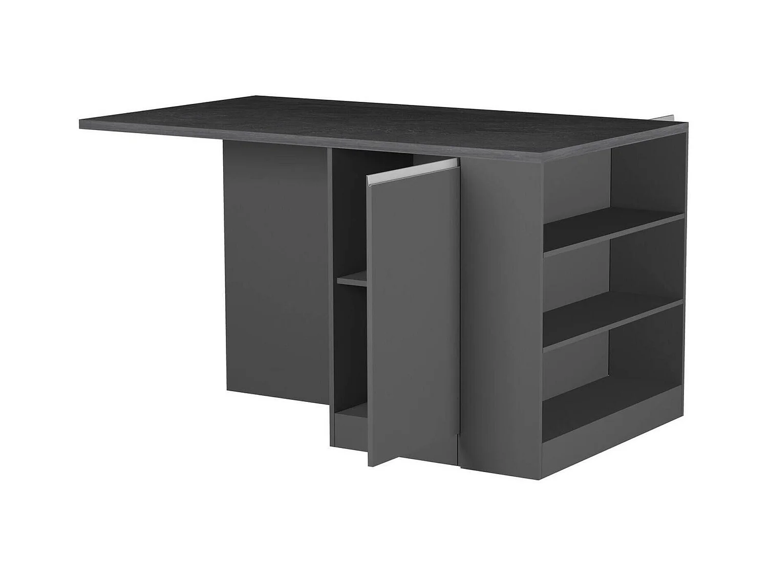 Dcannaval keukeneiland, Multifunctionele kledingkast, Keukenmeubel, Bijzettafel, 100% Made in Italy, 160x90h90 cm, Antraciet en Leisteen