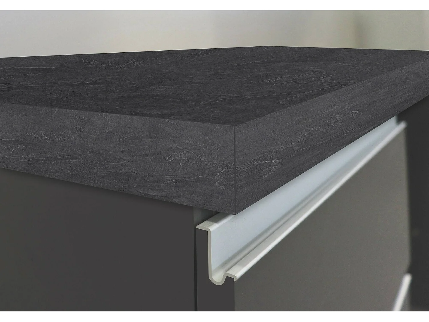 Îlot de cuisine Dcannaval, Armoire polyvalente, Meuble de kitchenette, Table auxiliaire, 100% Made in Italy, 160x90h90 cm, Anthracite et Ardoise