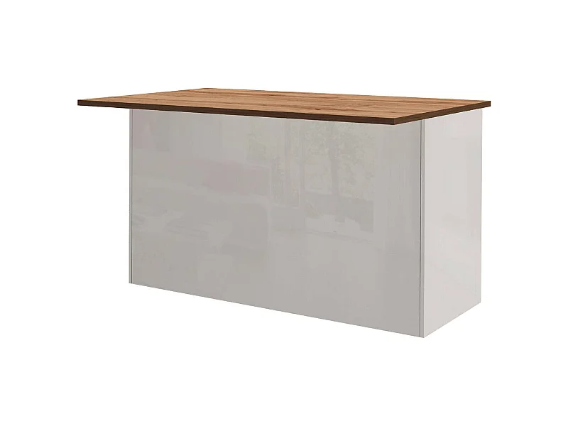 ÃŽlot de cuisine Dcarnelo, Armoire polyvalente, Meuble de kitchenette, Table auxiliaire, 100% Made in Italy, 155x90h90 cm, Blanc brillant et chêne