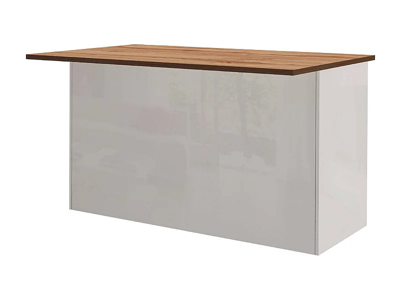 Ilha de cozinha Dcarnelo, Roupeiro multiusos, Móveis de cozinha, Mesa auxiliar, 100% Fabricado em Itália, 155x90h90 cm, Branco brilhante e carvalho