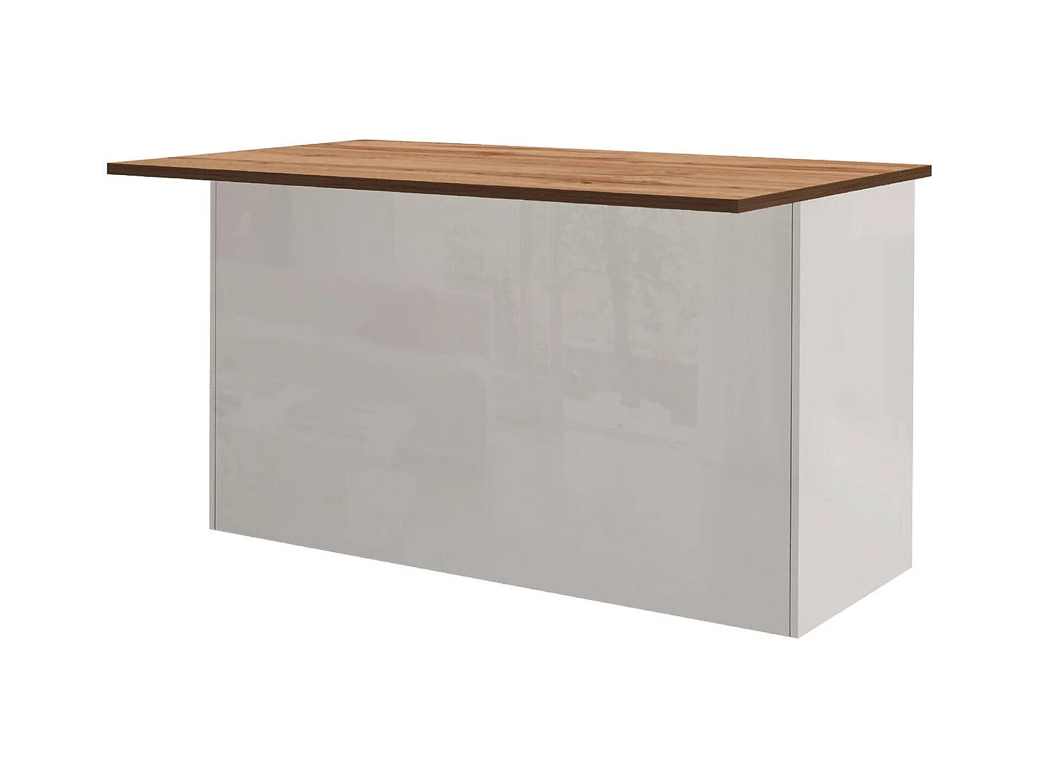 Dcarnelo keukeneiland, Multifunctionele kledingkast, Keukenmeubel, Bijzettafel, 100% Made in Italy, 155x90h90 cm, Glanzend wit en eiken