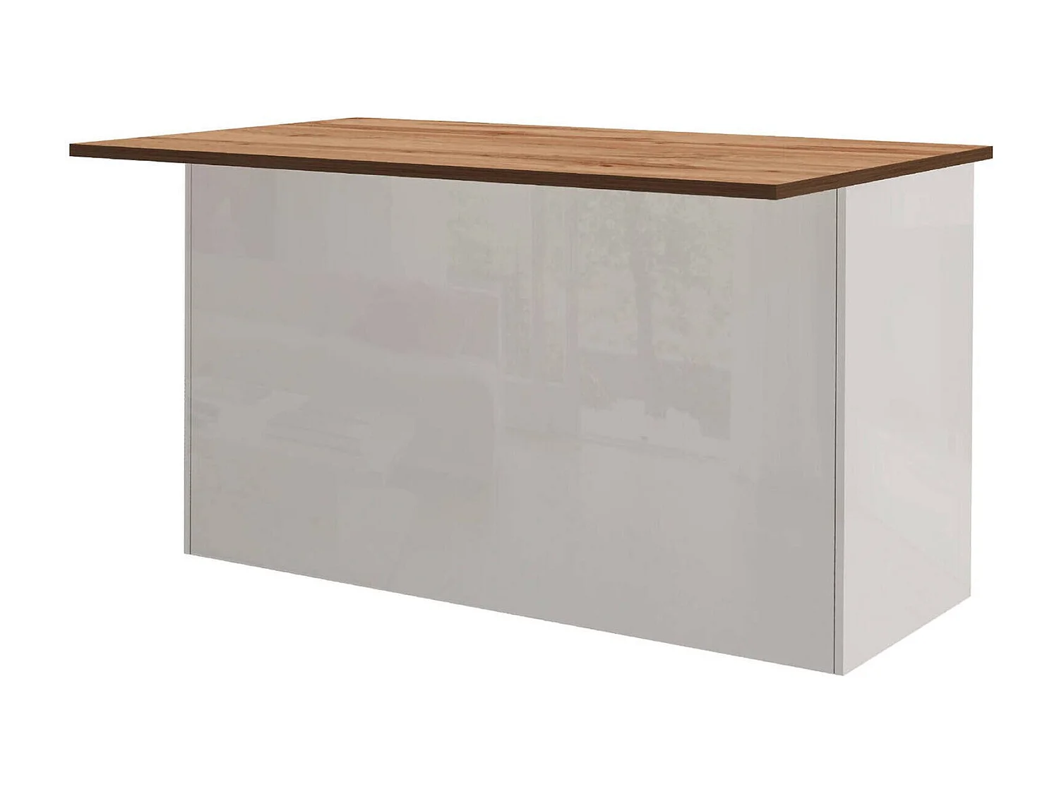 ÃŽlot de cuisine Dcarnelo, Armoire polyvalente, Meuble de kitchenette, Table auxiliaire, 100% Made in Italy, 155x90h90 cm, Blanc brillant et chêne