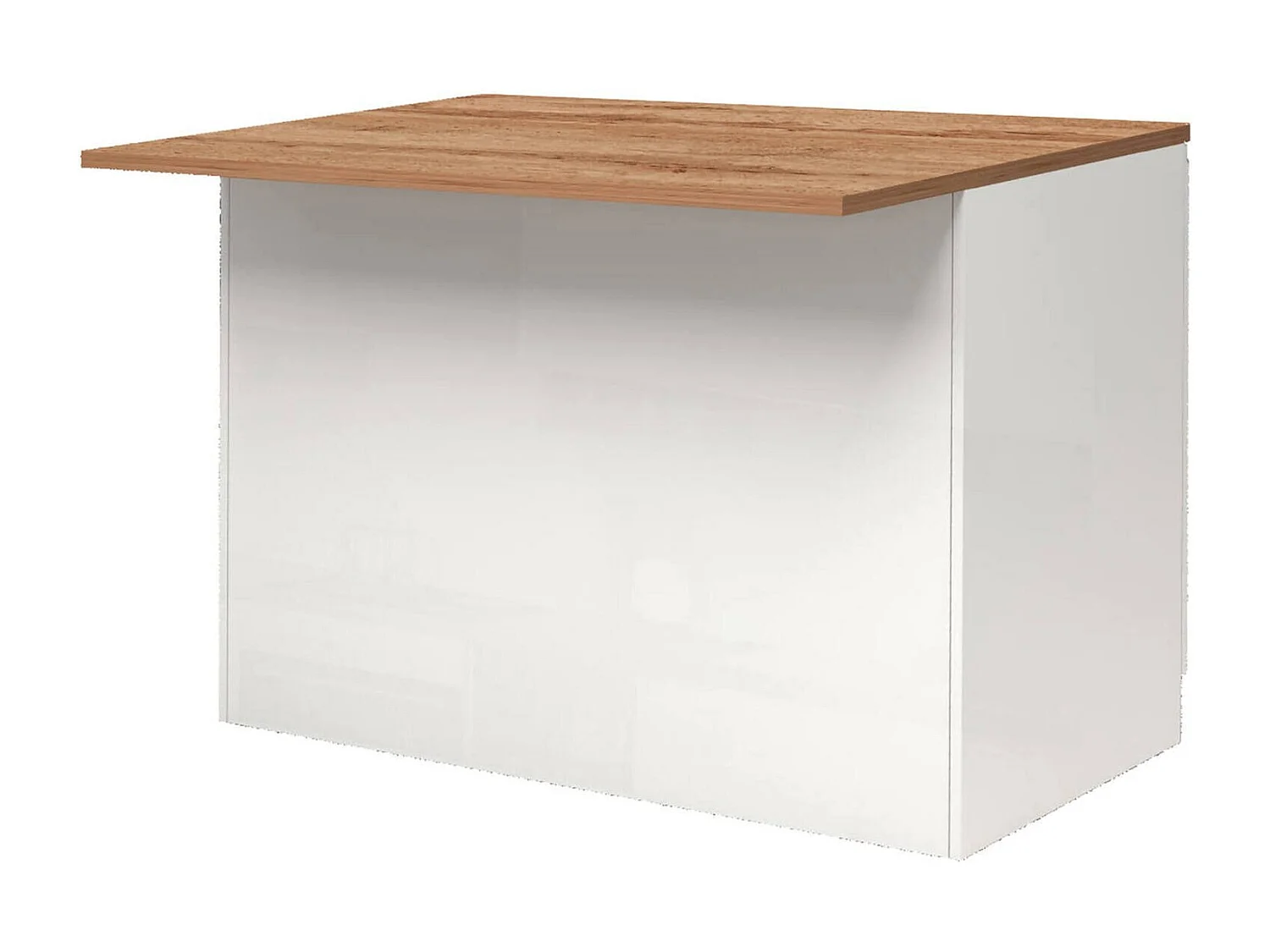 ÃŽlot de cuisine Daffaticat, Armoire polyvalente, Meuble de kitchenette, Table auxiliaire, 100% Made in Italy, 125x90h90 cm, Blanc brillant et chêne
