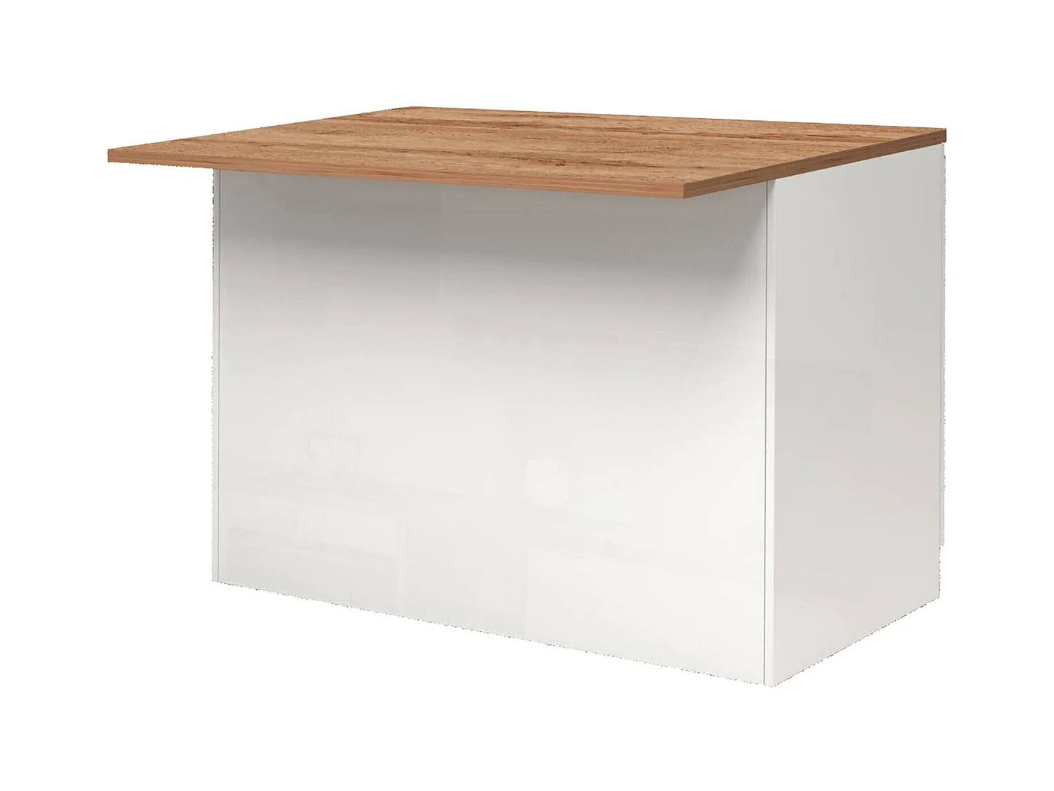 Daffaticat keukeneiland, Multifunctionele kledingkast, Keukenmeubel, Bijzettafel, 100% Made in Italy, 125x90h90 cm, Glanzend wit en eiken