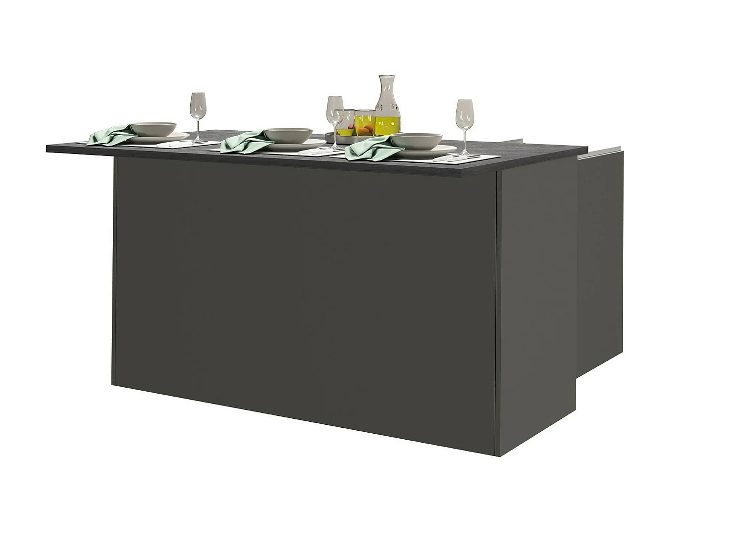 Isola da Cucina Tartaro, Modulabile Made in Italy, 90x155x90h cm Nero Antracite, Mobile Dispensa
