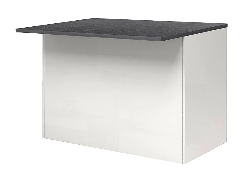 Kücheninsel Daffaticat, Mehrzweckschrank, Küchenzeile Schrank, Zusätzlicher Tisch, 100 % Made in Italy, 125 x 90 x 90 cm, glänzendes WeiÃŸ und Schiefer
