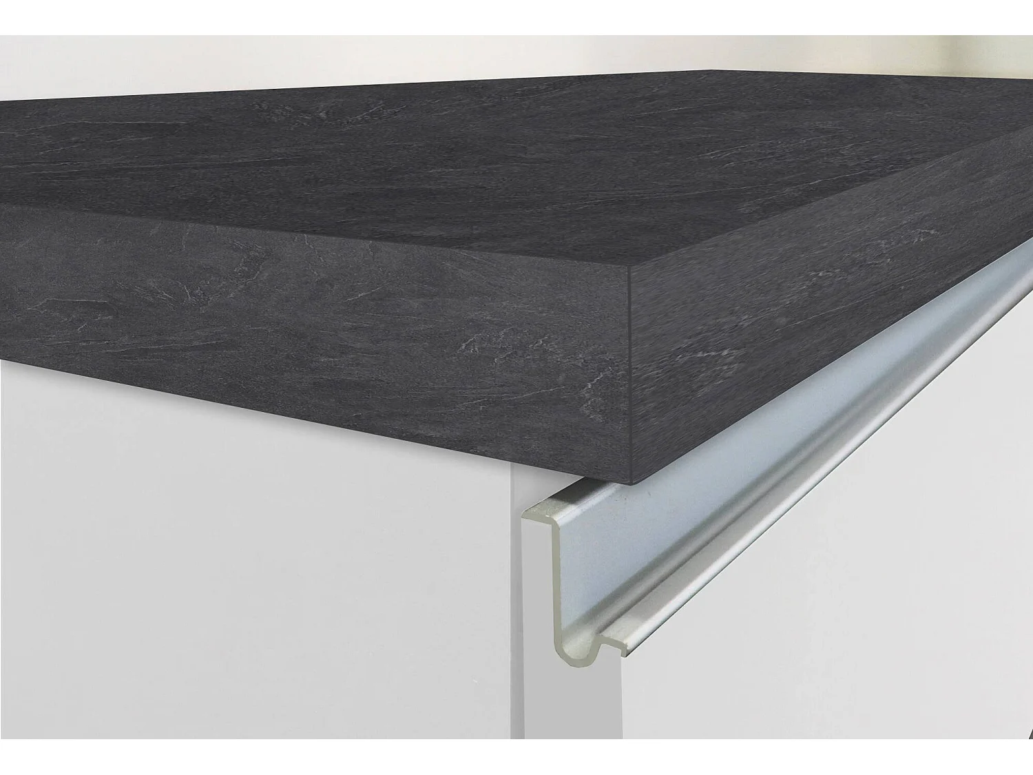 Daffaticat keukeneiland, Multifunctionele kledingkast, Keukenmeubel, Bijzettafel, 100% Made in Italy, 125x90h90 cm, Glanzend wit en leisteen