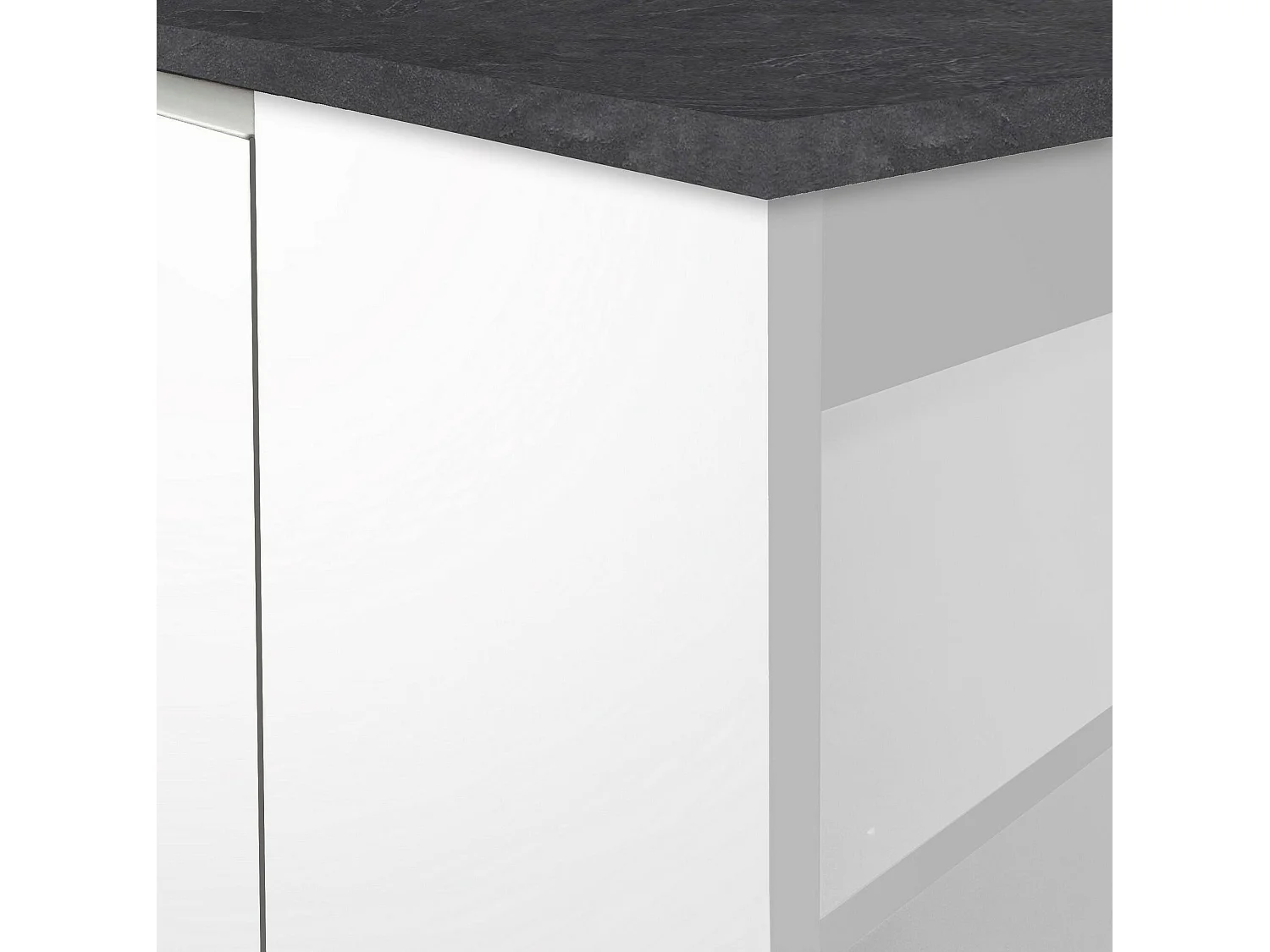 ÃŽlot de cuisine Dcannaval, Armoire polyvalente, Meuble de kitchenette, Table auxiliaire, 100% Made in Italy, 160x90h90 cm, Blanc brillant et ardoise