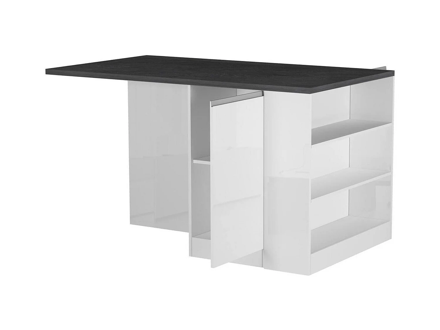 Dcannaval keukeneiland, Multifunctionele kledingkast, Keukenmeubel, Bijzettafel, 100% Made in Italy, 160x90h90 cm, Glanzend wit en Leisteen