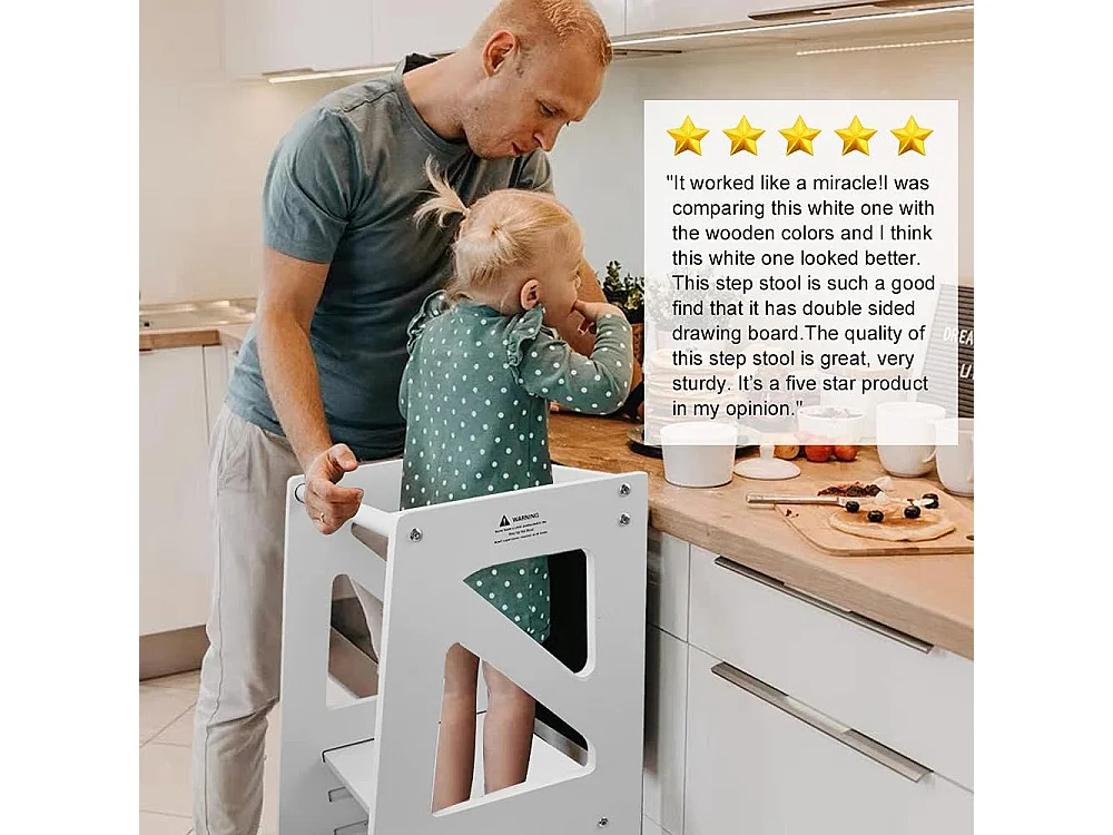 Torre di apprendimento in legno, torre di osservazione dei bambini, torre di apprendimento Montessori, regolabile in altezza festa per bambini con bordo nero