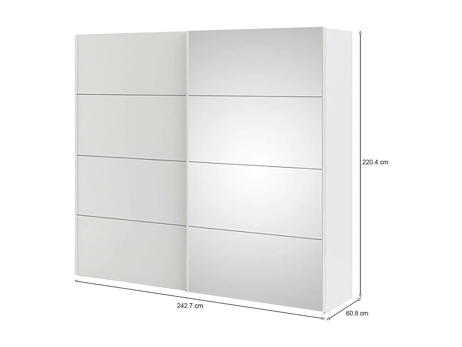 Armário Dstefan de 2 portas, mobiliário de quarto, roupeiro, roupeiro, 243x61 h220 cm, branco