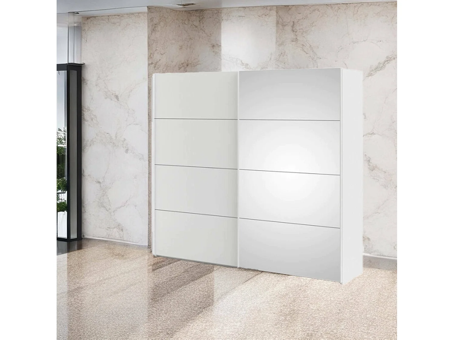 Armário Dstefan de 2 portas, mobiliário de quarto, roupeiro, roupeiro, 243x61 h220 cm, branco