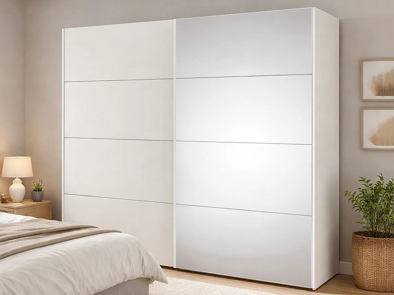 Dstefan 2-deurskast, Slaapkamermeubel, Inloopkast, Kledingkast, 243x61 h220 cm, Wit