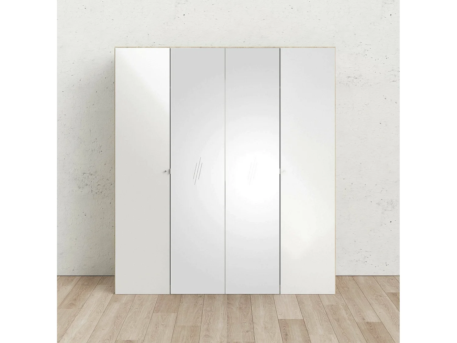 Armário grande Dsottin, mobiliário de quarto, roupeiro, roupeiro, 196x60 h219 cm, carvalho e branco