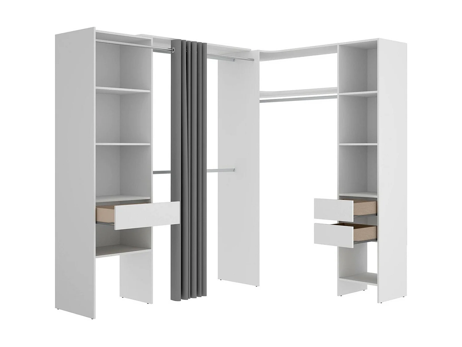 Grande Garde-robe Dtheegal, Meubles de chambre, Penderie de plain-pied, Placard à vêtements, 214x141 h205 cm, Blanc