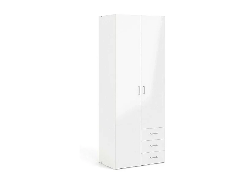 Armario 2 puertas Dscaratt, Muebles de dormitorio, Vestidor, Armario de ropa, 78x50 h200 cm, Blanco