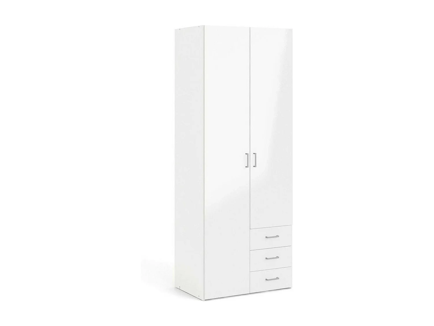 Kleiderschrank 2 Türen Dscaratt, Schlafzimmermöbel, Schrank, Garderobe, 78x50 h200 cm, WeiÃŸ