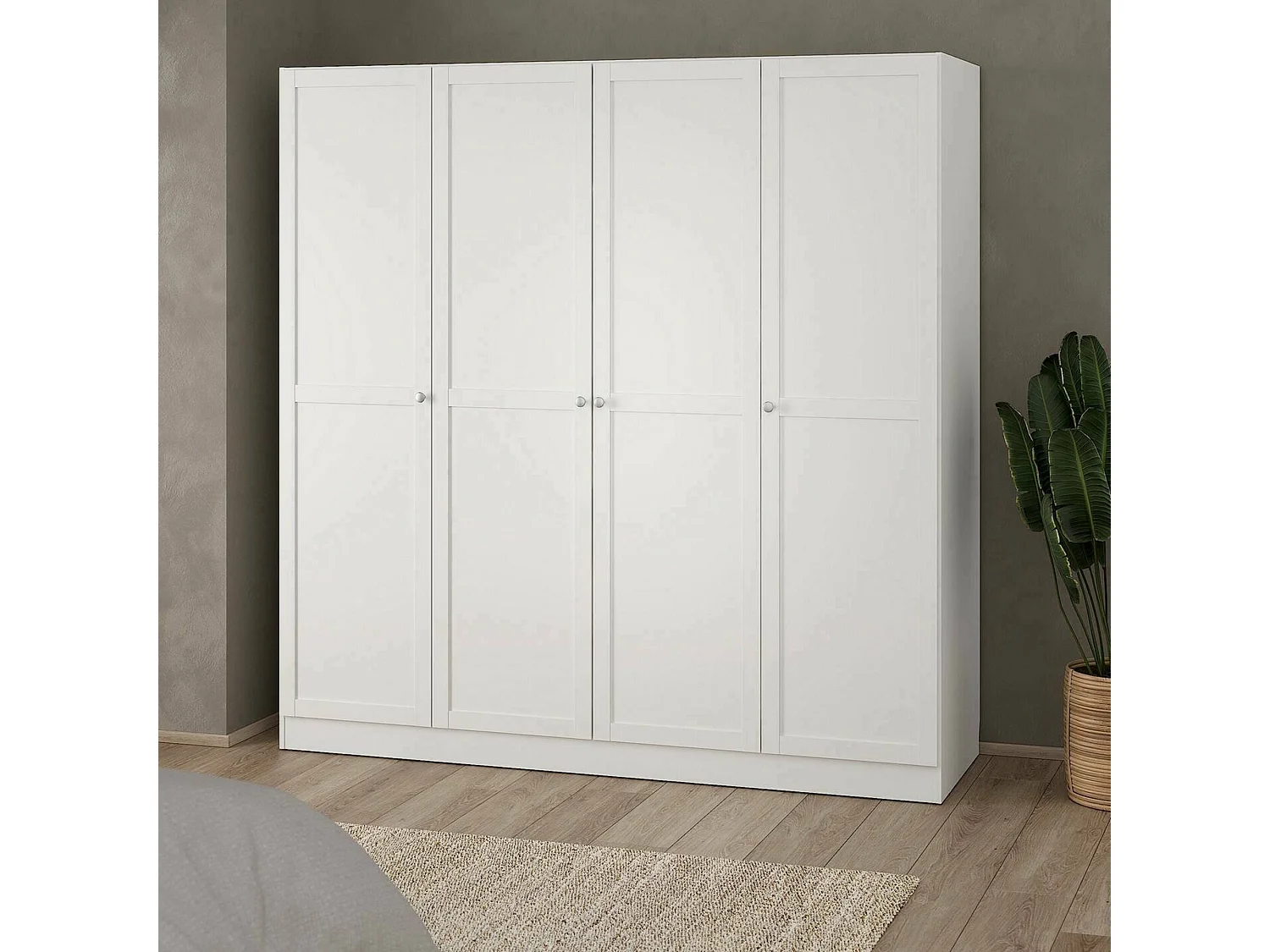 Grande Garde-robe Dserr, Meubles de chambre, Penderie de plain-pied, Placard à vêtements, 196x62 h200 cm, Blanc