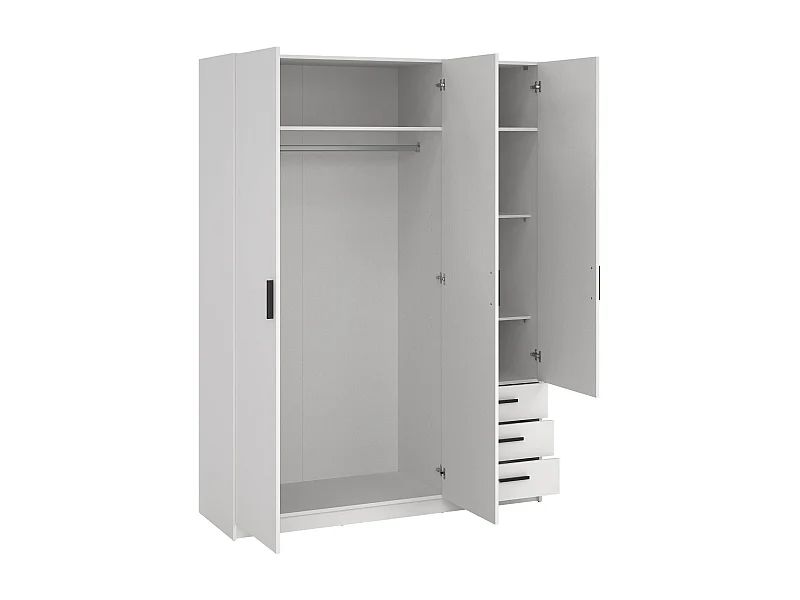 Dmora - Guardaroba 3 ante Simeon, 147x50 h200 cm, Bianco