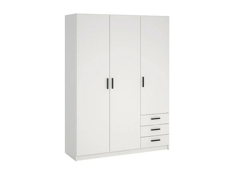 Garde-robe 3 portes Dsenk, Meubles de chambre, Penderie de plain-pied, Placard à vêtements, 147x50 h200 cm, Blanc