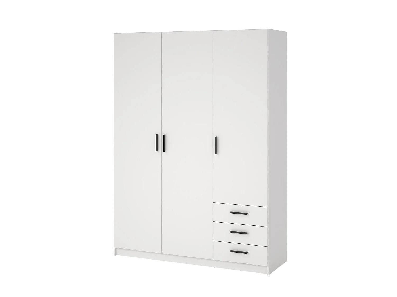 Garde-robe 3 portes Dsenk, Meubles de chambre, Penderie de plain-pied, Placard à vêtements, 147x50 h200 cm, Blanc