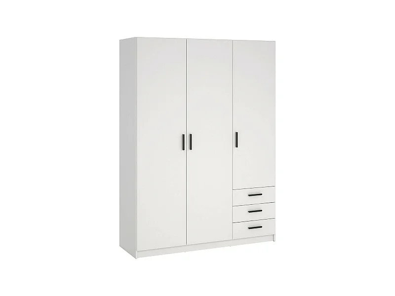 Garde-robe 3 portes Dsenk, Meubles de chambre, Penderie de plain-pied, Placard à vêtements, 147x50 h200 cm, Blanc