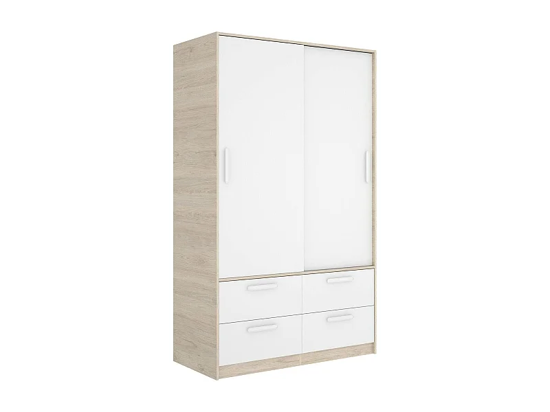 Roupeiro Dbradle de 2 portas, mobiliário de quarto, roupeiro, roupeiro, 120x60 h204 cm, branco e carvalho