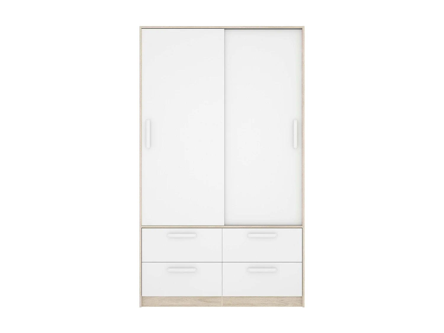 Garde-robe 2 portes Dbradle, Meubles de chambre, Penderie de plain-pied, Placard à vêtements, 120x60 h204 cm, Blanc et Chêne clair